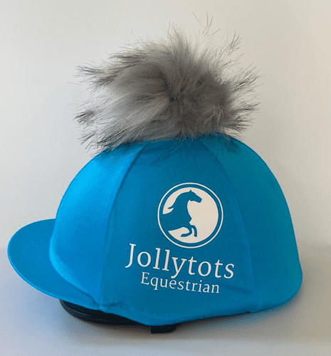 Pompops Children's Jollytots Logo Hat Cover in Light Blue with Removable Pompom