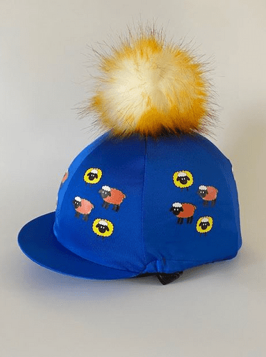 Pompops Children's Royal Blue Sheep Hat Cover with Removable Cream/Orange Tip Pompom