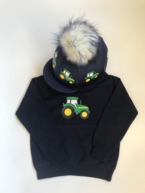 Pompops Tractor Printed Hoodie (Hoodie Only) 12-13yrs