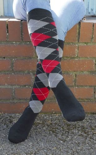 Rhinegold Cool & Dry Cushioned Sole Socks in Black/Red