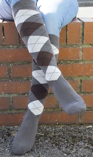 Rhinegold Cool & Dry Cushioned Sole Socks in Grey/Brown