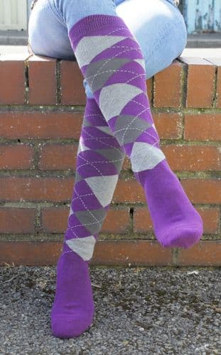 Rhinegold Cool & Dry Cushioned Sole Socks in Purple/Grey