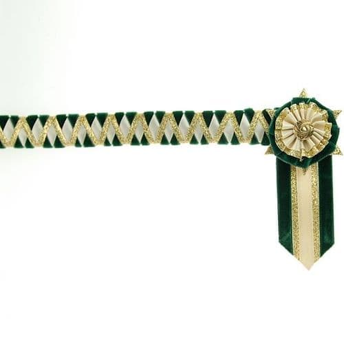 ShowQuest Ludlow Pony Browband in Bottle/Cream/Gold