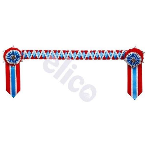 ShowQuest Ludlow Pony Browband in Red/Mid Blue/Silver