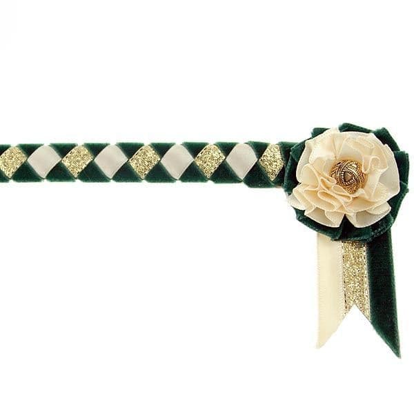 ShowQuest Newport Pony Browband in Bottle/Cream/Gold