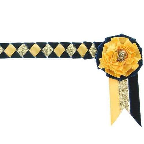 ShowQuest Newport Pony Browband in Navy/Sunshine/Gold