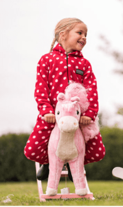 Supreme Products Dotty Fleece Child's Onesie in Rosette Red