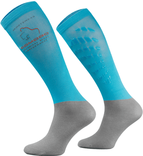 Technical Riding Socks in Light Blue & Grey (1 pair)