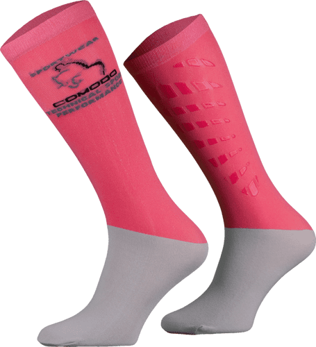 Technical Riding Socks in Salmon Pink & Grey (1 pair)