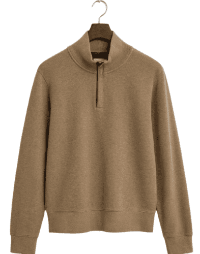 GANT Sacker Rib Half Zip Sweatshirt (Khaki)