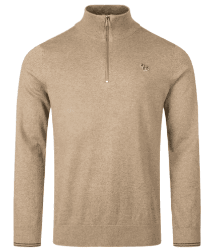 PS By Paul Smith Quarter Zip Zebra Logo Jumper (Camel)