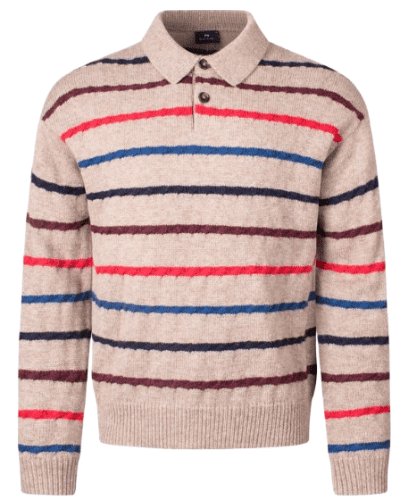PS By Paul Smith Striped Polo Collar Jumper