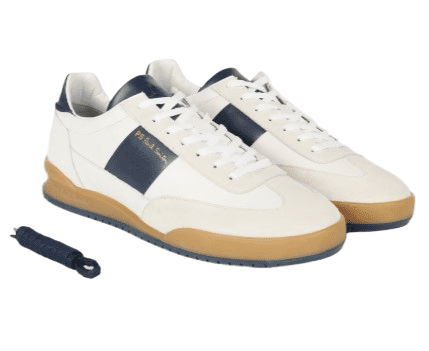 PS By Paul Smith White & Navy "Dover" Leather Panel Trainers
