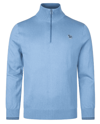 PS By Paul Smith Zebra Logo Quarter Zip Jumper (Lt Blue)