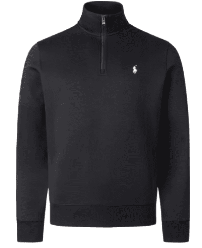 Ralph Lauren Double Knit Quarter Zip Sweatshirt (Black))