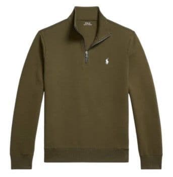 Ralph Lauren Double Knit Quarter Zip Sweatshirt (Olive))