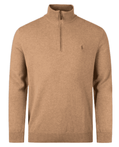 Ralph Lauren Merino Wool Quarter Zip Jumper (Brown Heather)