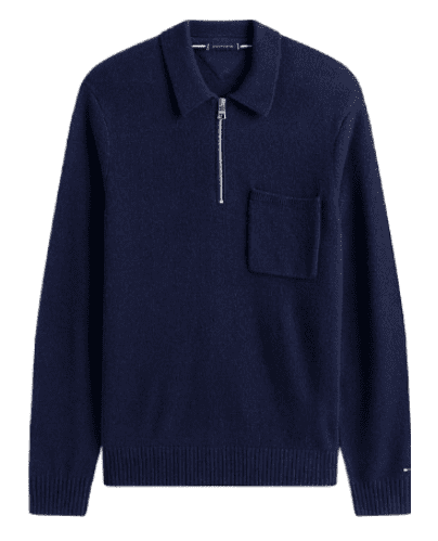 Tommy Hilfiger Pure Lambswool Zip Placket Polo Jumper (DW5)