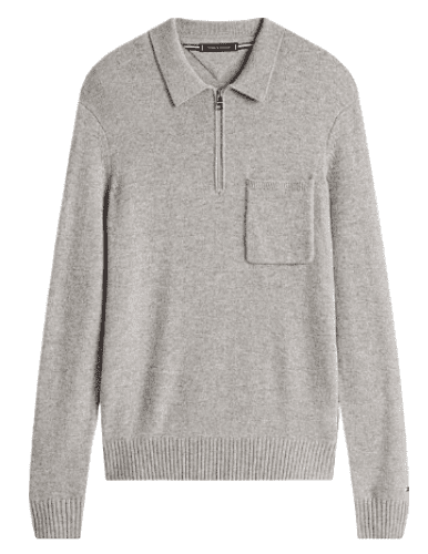 Tommy Hilfiger Pure Lambswool Zip Placket Polo Jumper (PO1)