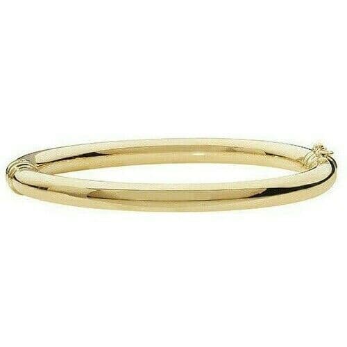 Yellow Gold Bangle Plain Ladies Hinged 