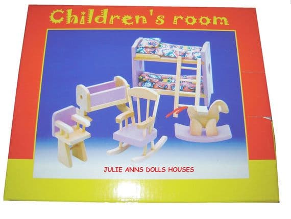 Pink dolls house nursery set