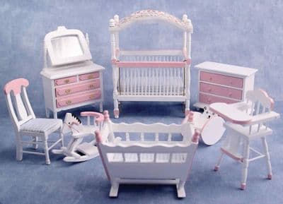 Pink white crib nursery set 8 piece, DF899P​