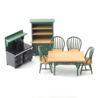 Traditional Green Wooden Kitchen Set, DF897
