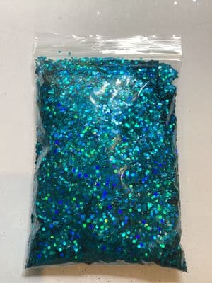 100g 2mm holographic aqua blue chunky glitter