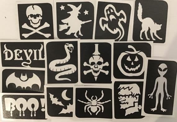 14 x Halloween glitter tattoo stencils