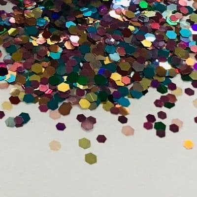 2mm multi hex chunky festival glitter mix -10g pot