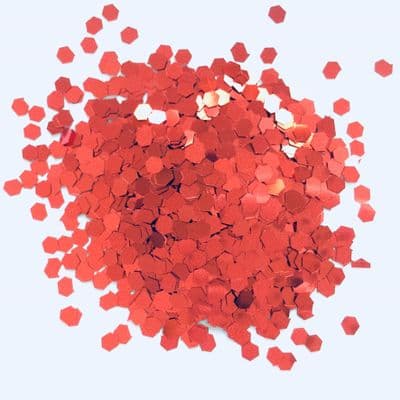3mm red hex chunky festival glitter mix -10g pot
