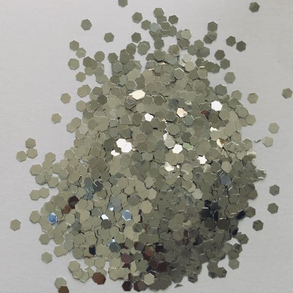 3mm silver hex chunky festival glitter mix -10g pot