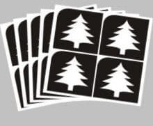 5 sheets of 4 mini Christmas tree stencils