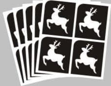 5 sheets of 4 mini reindeer stencils