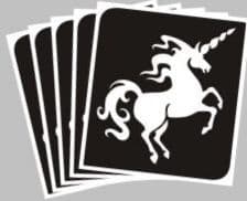 5 x flying unicorn stencils