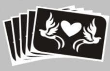 5 x heart/doves stencils