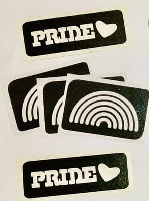 5 x LGBT Pride rainbow glitter tattoo stencils