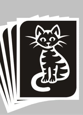 5 x striped cat stencils