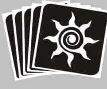 5 x swirly sun stencils