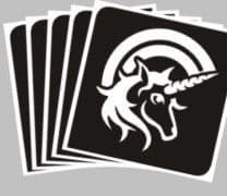 5 x unicorn rainbow stencils