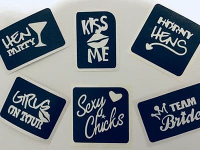 6 x hen party/bride glitter tattoo stencils