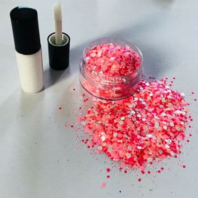 Candy floss pink-festival face glitter/glue kit