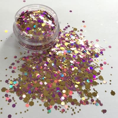Champagne pink/gold chunky festival glitter mix -10g pot