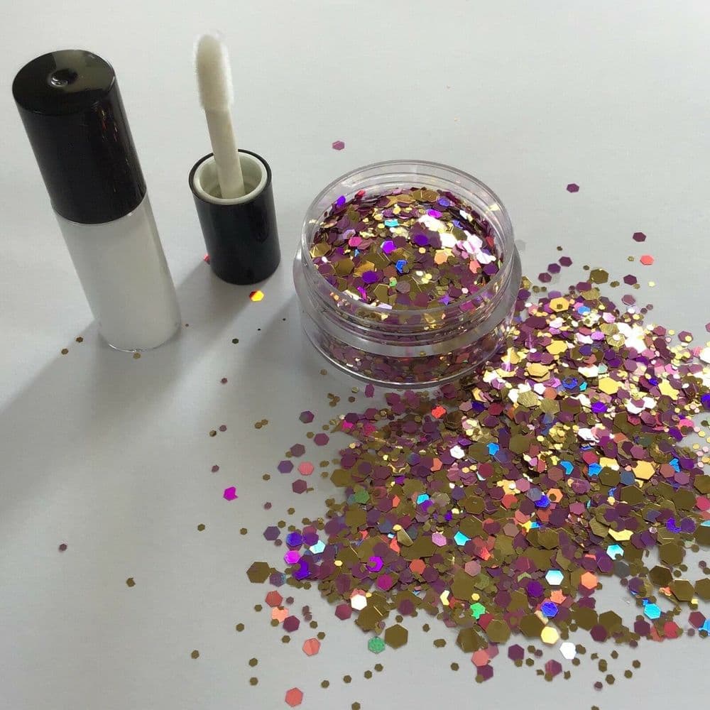 Champagne pink/goldfestival face glitter/glue kit