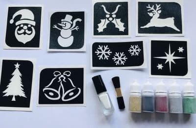 Christmas glitter tattoo kit-snowman/santa/reindeer/snowflake