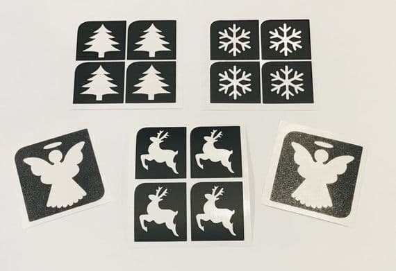 Christmas mini glitter tattoo stencils pack