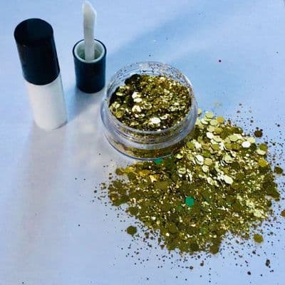 Chunky gold-festival face glitter/glue kit