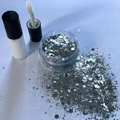 Chunky silver-festival face glitter/glue kit