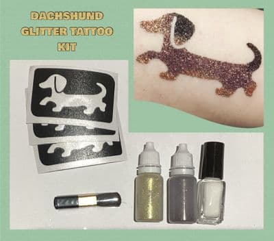 Dachshund Sausage Dog glitter tattoo kit