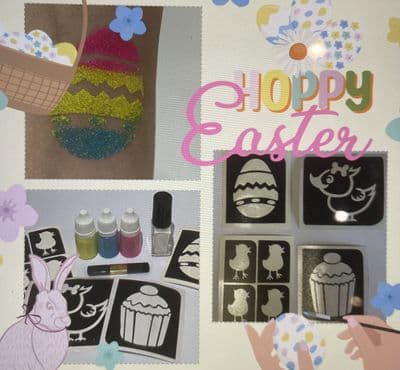 Easter egg/chick/cupcake glitter tattoo kit